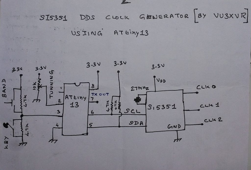 Si5351 DDS Clock Generator Using ATtiny13 Microcontroller with assembly language South India
